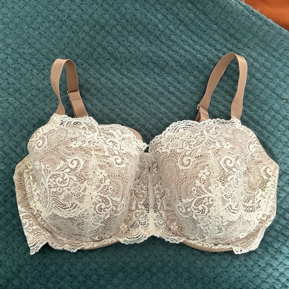 THIRDLOVE white cream lace bra, light padding, 40 E